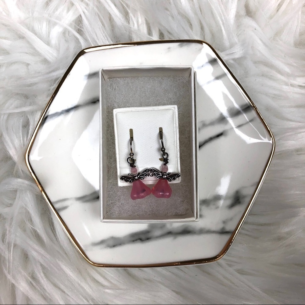 Angel Pink Sterling Silver Earrings New NWOT